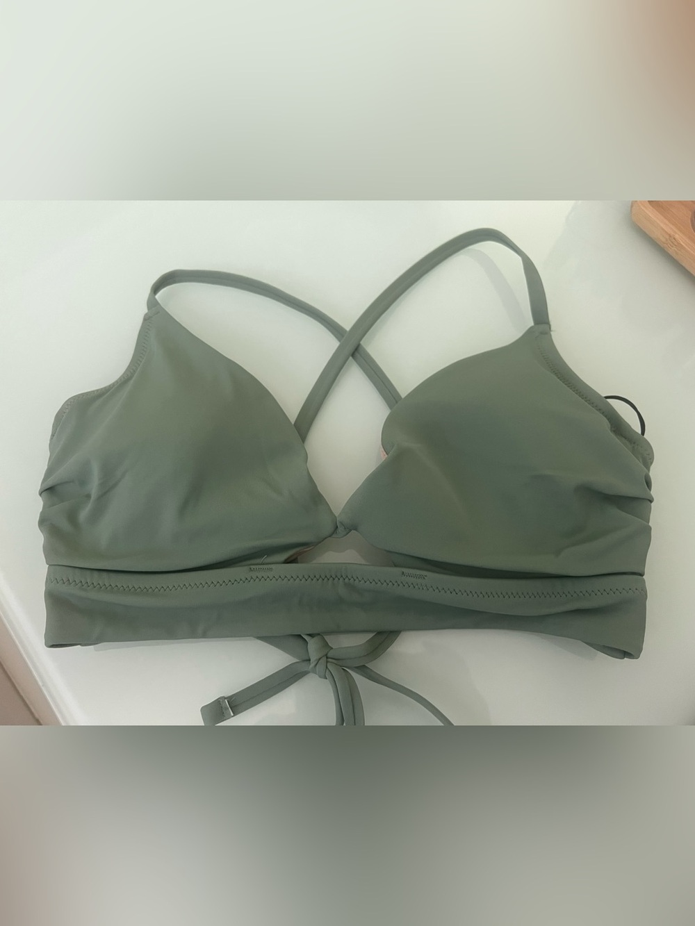 Shade & Shore Olive Green Crossback Triangle Bikini Top